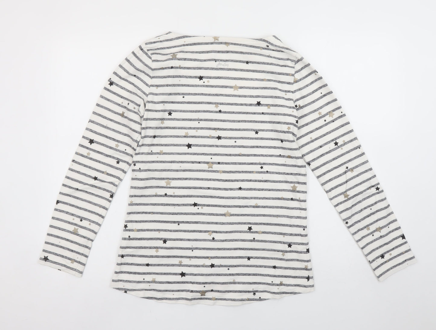Joules Women’s White Striped Star Long Sleeve Cotton T-Shirt Size 10