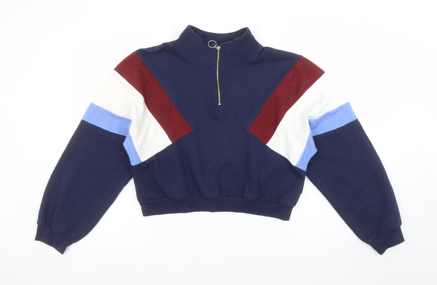 H&M Divided Women's Navy Colourblock 1/2 Zip Sweatshirt Size S