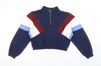 H&M Divided Women's Navy Colourblock 1/2 Zip Sweatshirt Size S