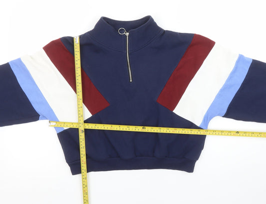 H&M Divided Women's Navy Colourblock 1/2 Zip Sweatshirt Size S