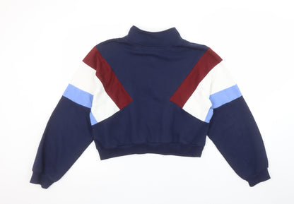 H&M Divided Women's Navy Colourblock 1/2 Zip Sweatshirt Size S