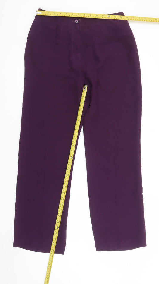 Yessica Womens Purple Polyester Straight Trousers Size 12
