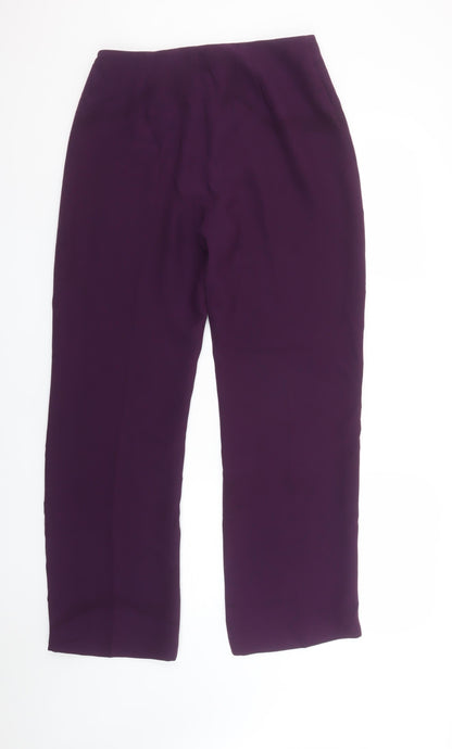 Yessica Womens Purple Polyester Straight Trousers Size 12