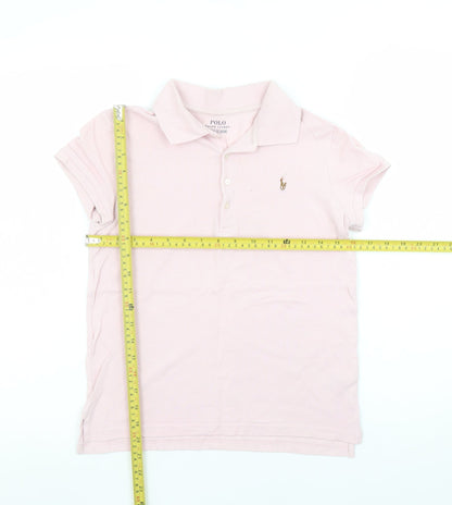 Ralph Lauren Girls Pink Polo Shirt L 12-14 Years Cotton Logo Top