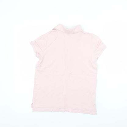 Ralph Lauren Girls Pink Polo Shirt L 12-14 Years Cotton Logo Top