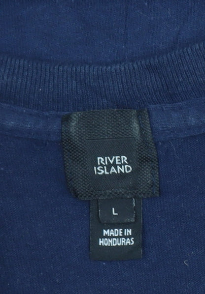 River Island Men's Blue L Limonata Fresco Graphic Cotton T-Shirt