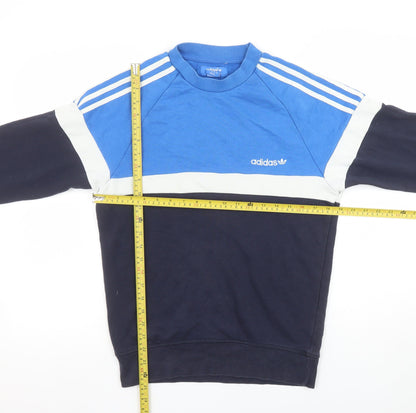 Adidas Men's Blue Colour Block Crew Neck Sweatshirt XS