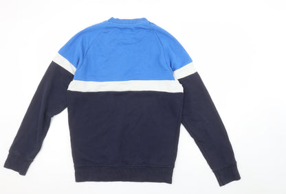 Adidas Men's Blue Colour Block Crew Neck Sweatshirt XS