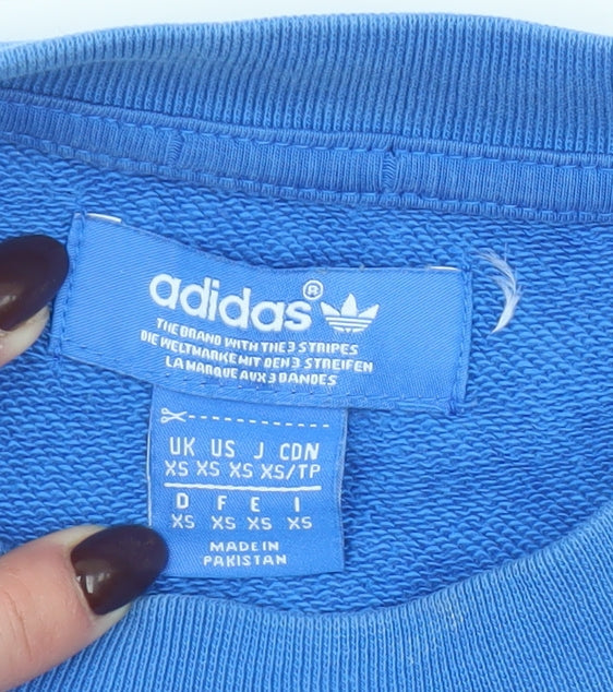 Adidas Men's Blue Colour Block Crew Neck Sweatshirt XS