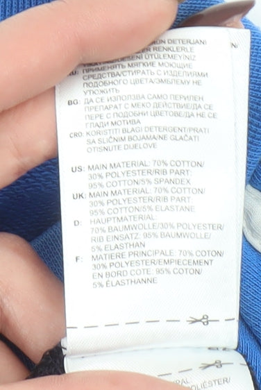 Adidas Men's Blue Colour Block Crew Neck Sweatshirt XS