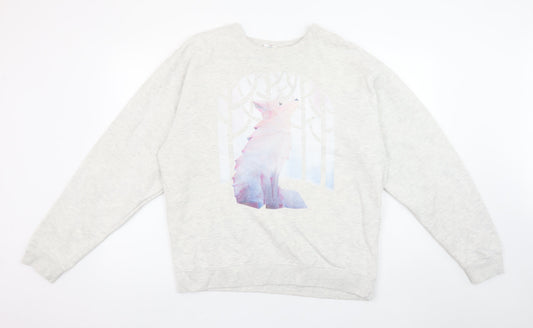 Womens UK Size L Delta Fleece Grey Pullover Sweatshirt