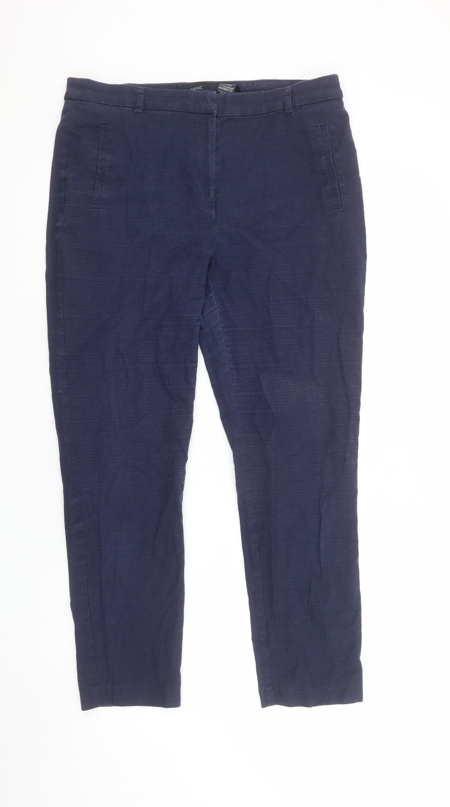 Next Women Blue Chino Slim Trousers Size 12R Cotton Stretch