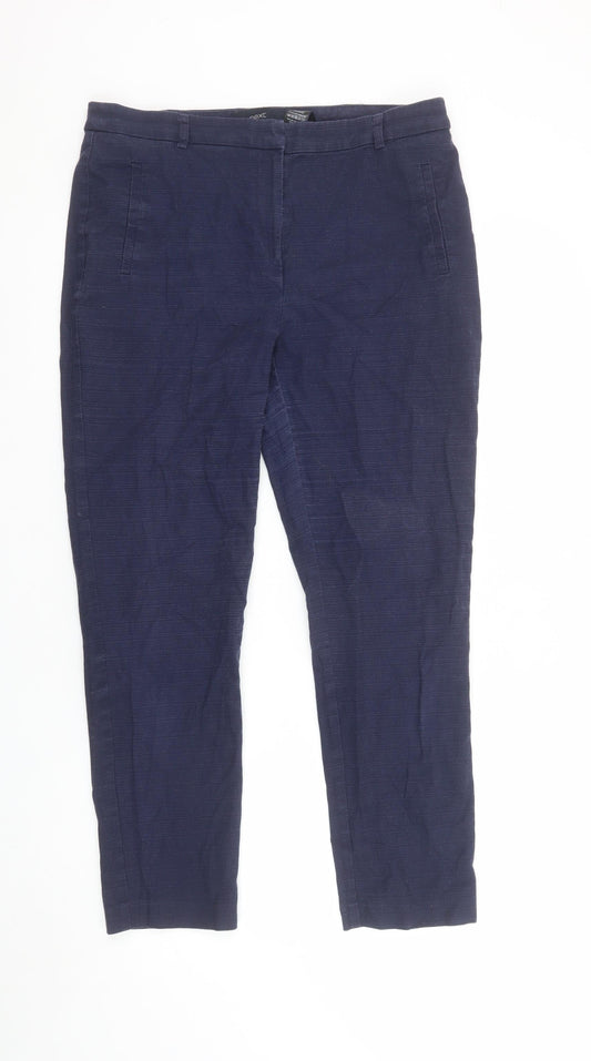 Next Women Blue Chino Slim Trousers Size 12R Cotton Stretch