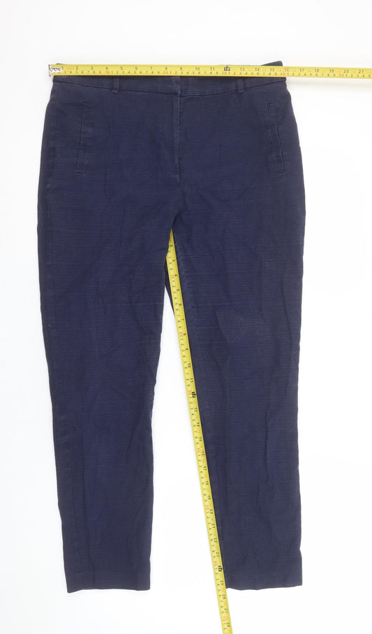Next Women Blue Chino Slim Trousers Size 12R Cotton Stretch