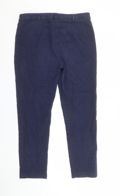 Next Women Blue Chino Slim Trousers Size 12R Cotton Stretch