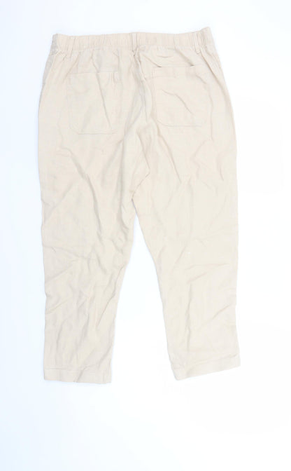 Womens UK Size 12 Marks and Spencer Regular Fit Capri Beige Trousers