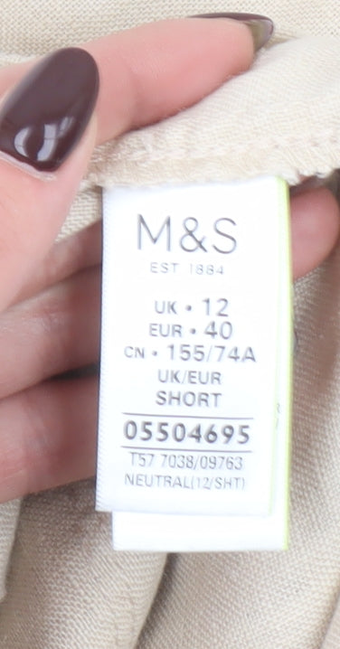 Womens UK Size 12 Marks and Spencer Regular Fit Capri Beige Trousers