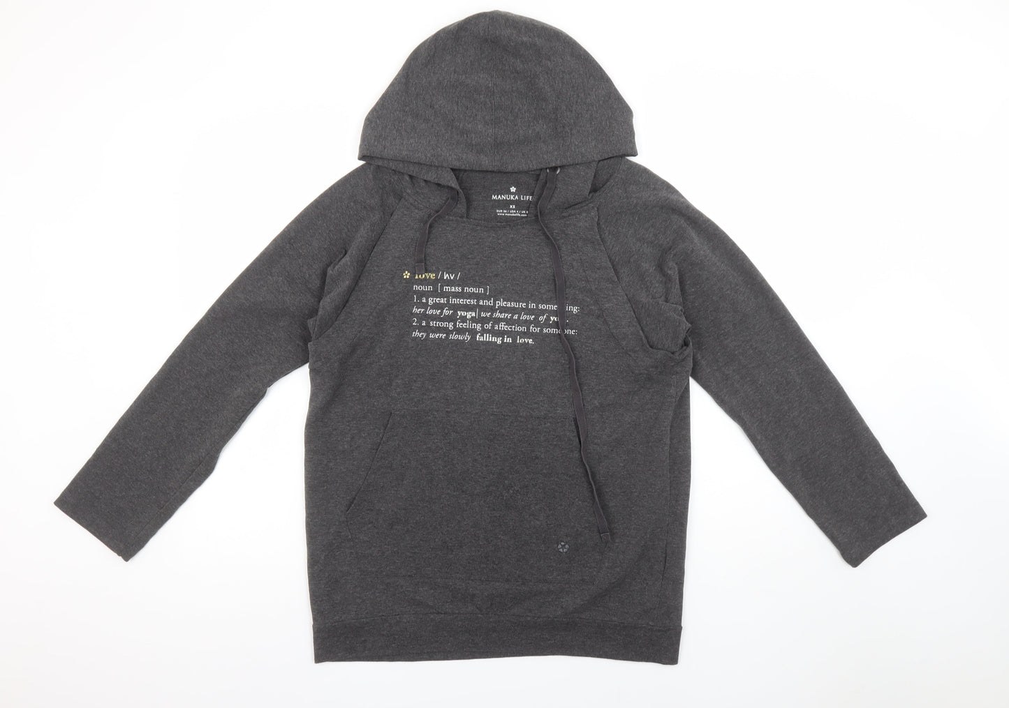 Womens UK Size XS Manuka Life Grey Pullover Hoodie