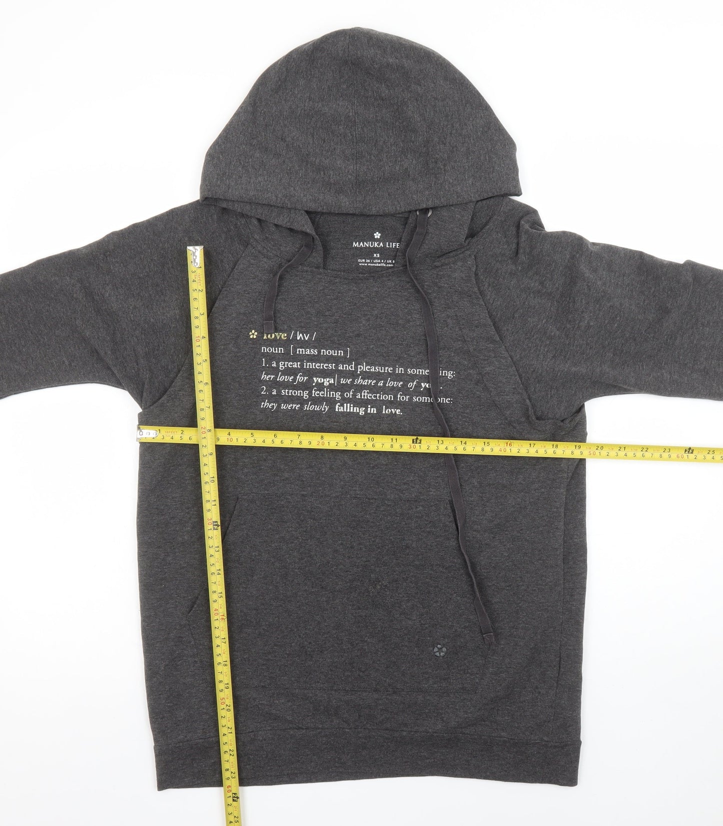 Womens UK Size XS Manuka Life Grey Pullover Hoodie