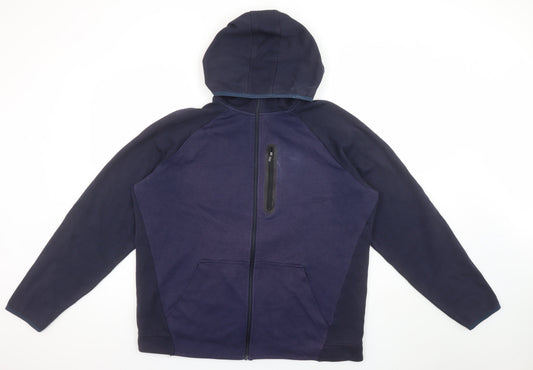 Mens UK Size XL U.S. Athletic Blue Full Zip Hoodie