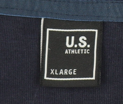 Mens UK Size XL U.S. Athletic Blue Full Zip Hoodie