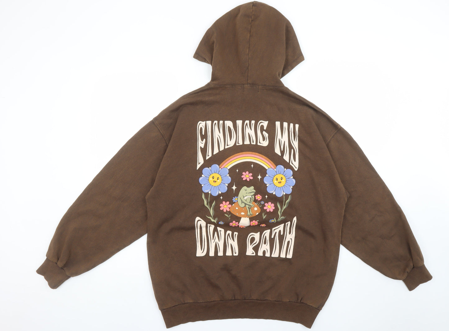 Teens UK Size S Pull&Bear Brown Pullover Hoodie