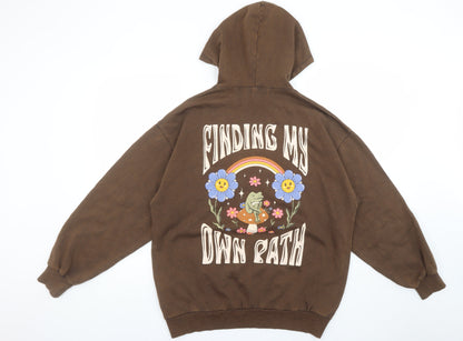Teens UK Size S Pull&Bear Brown Pullover Hoodie