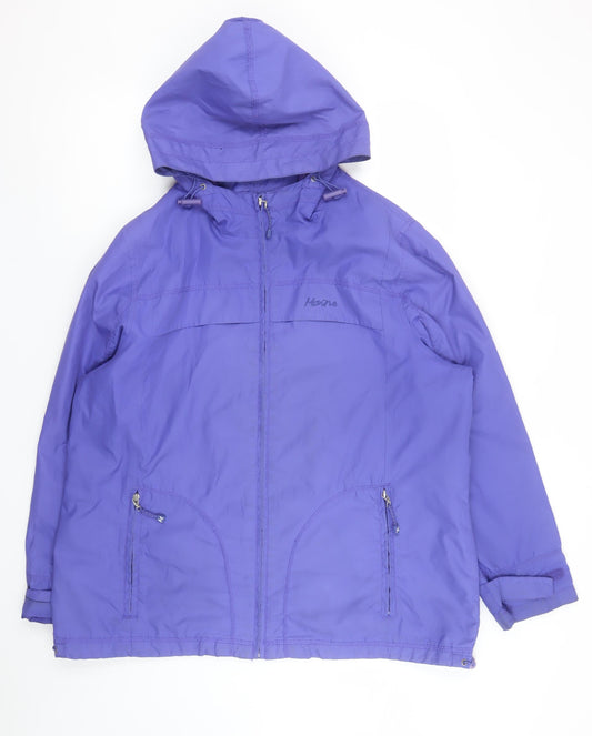 Maine New England Women Purple Hooded Waterproof Jacket Size 18