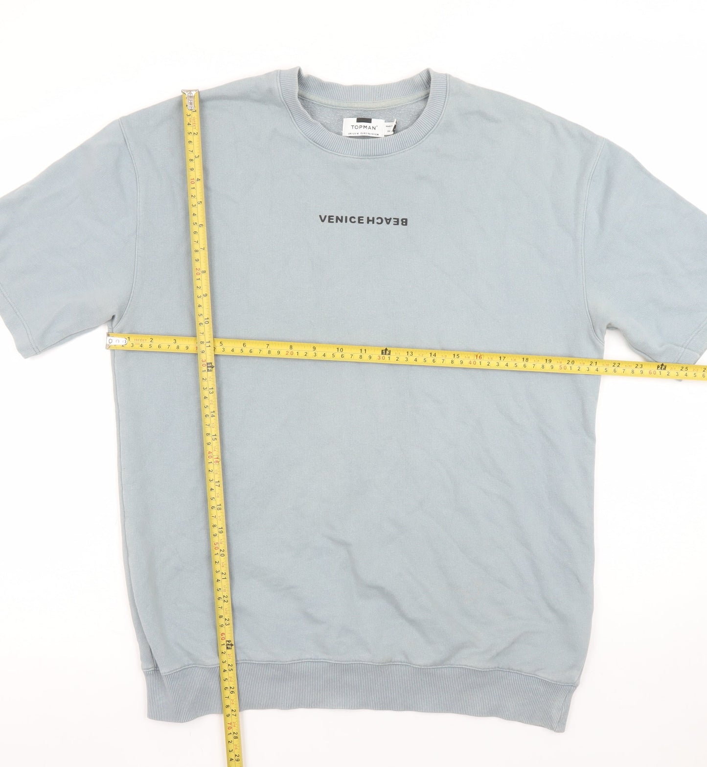 Topman Mens Blue Venice Beach Graphic T-Shirt Size M Regular Fit