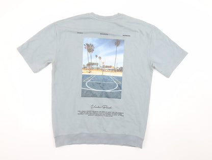 Topman Mens Blue Venice Beach Graphic T-Shirt Size M Regular Fit