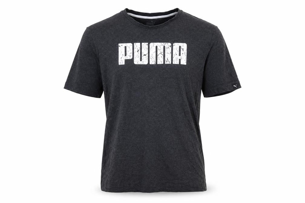 Front view of Puma Men's Black Cotton Crew Neck Short Sleeve Sports T-Shirt, size M
