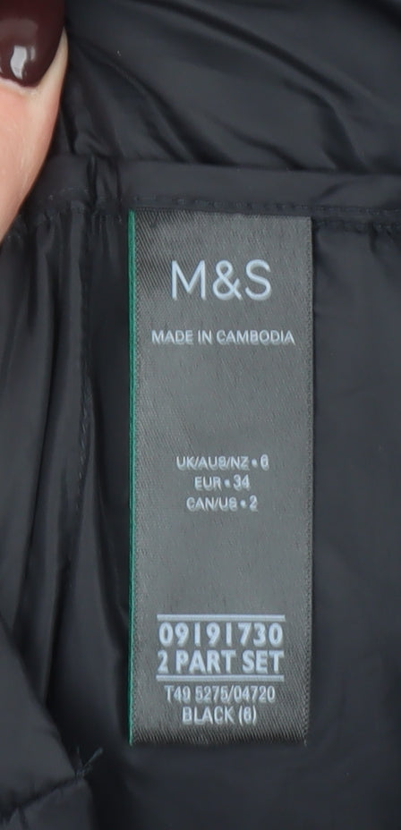 Marks and Spencer Women's Black Size 6 Puffer Jacket Down Filled