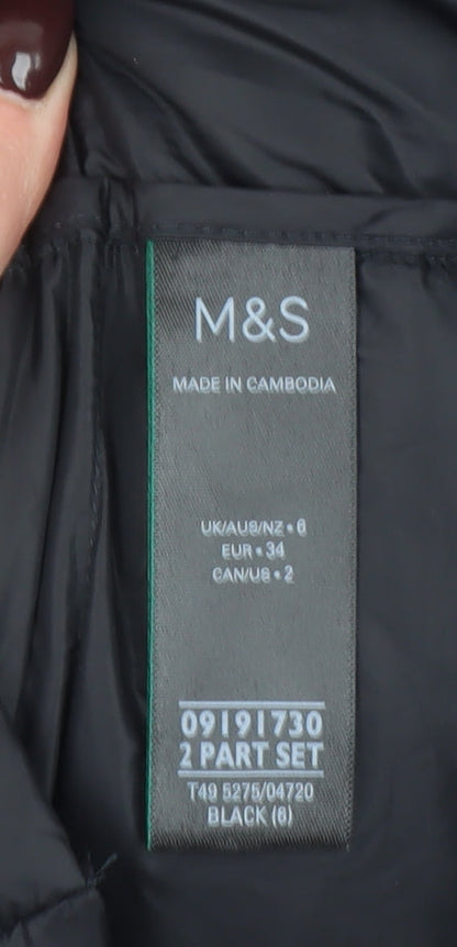 Marks and Spencer Women's Black Size 6 Puffer Jacket Down Filled