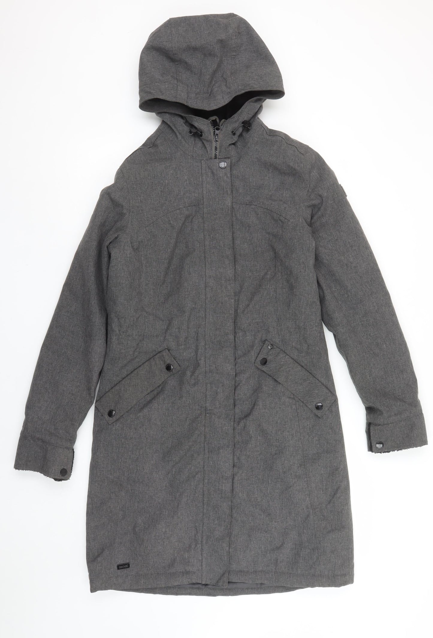 Regatta Great Outdoors Womens Grey Hooded Long Parka Coat Size 8
