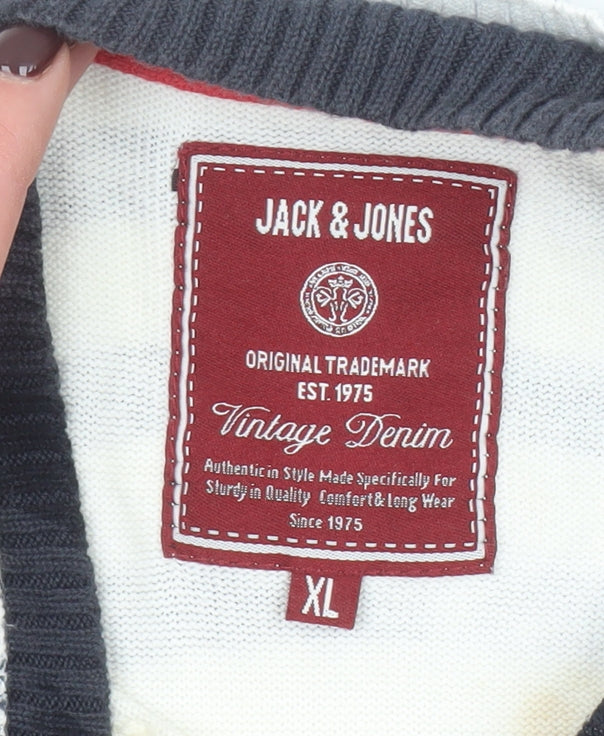 Mens UK Size XL JACK & JONES White Pullover Sweatshirt