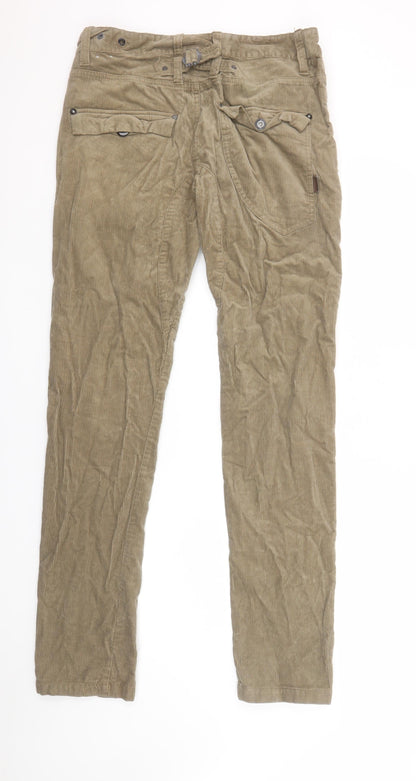 Bench Mens Beige Corduroy Chino Trousers Size 32/34 Regular Fit
