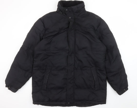 Athletic Works Men Black M Puffer Jacket Winter Polyester Mid-Length