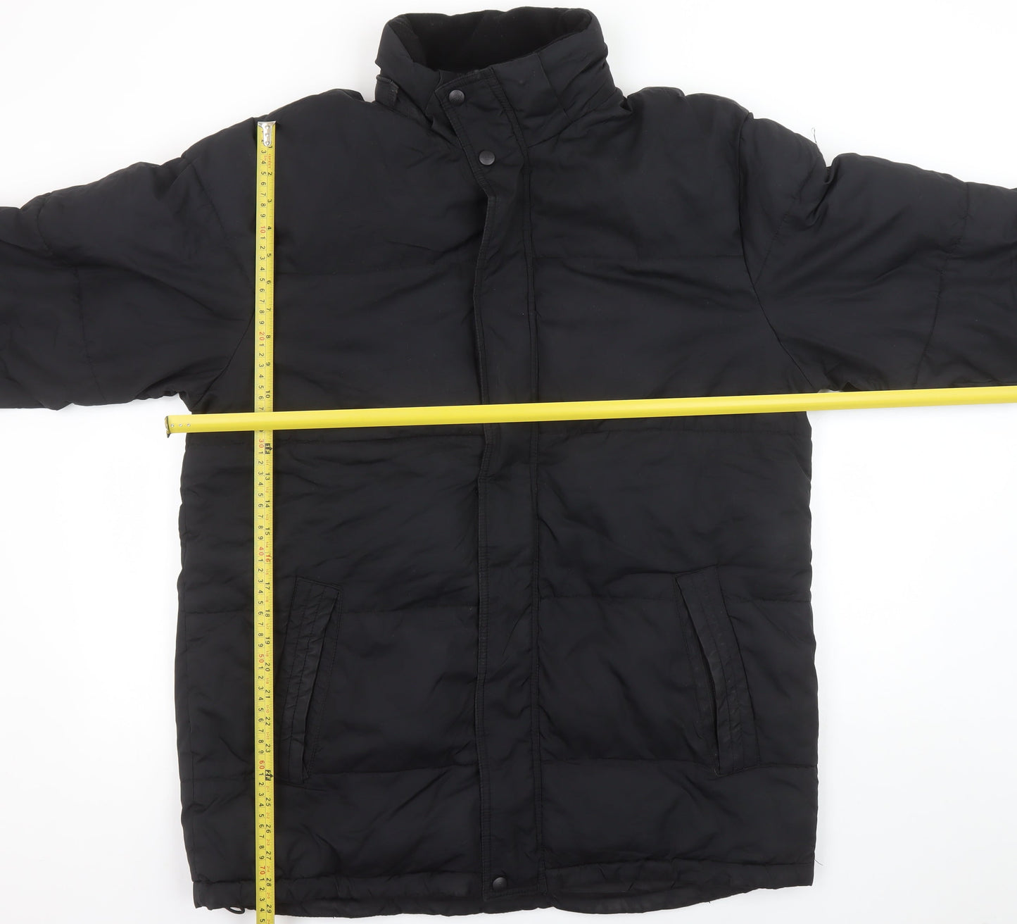 Athletic Works Men Black M Puffer Jacket Winter Polyester Mid-Length