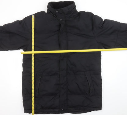 Athletic Works Men Black M Puffer Jacket Winter Polyester Mid-Length