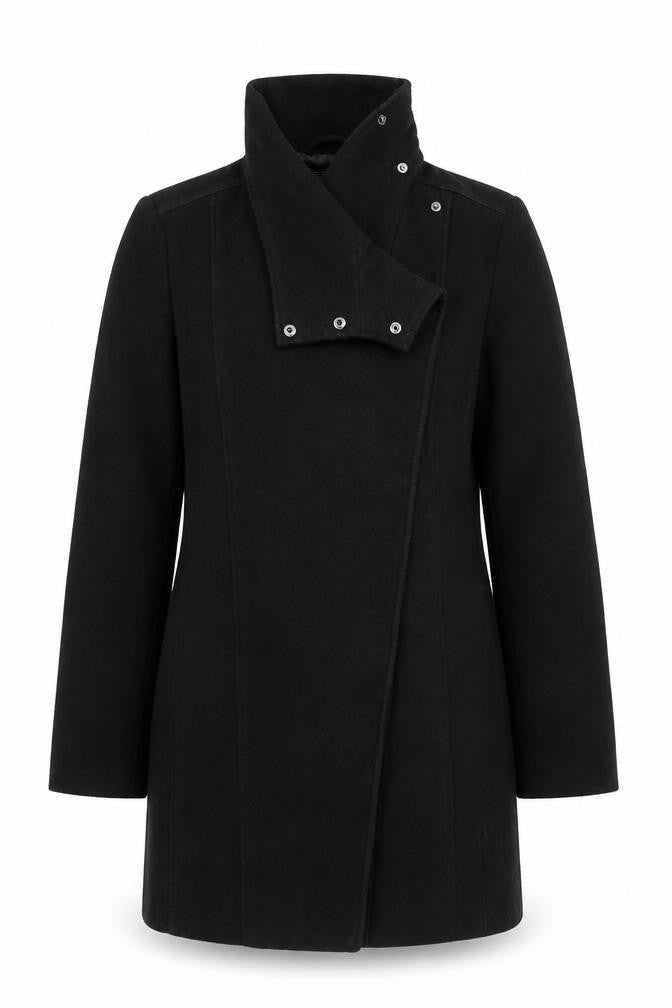 Womens UK Size 8 Mango Black Overcoat