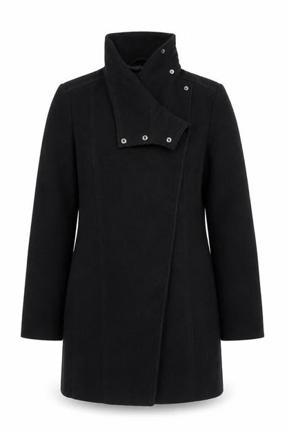 Womens UK Size 8 Mango Black Overcoat