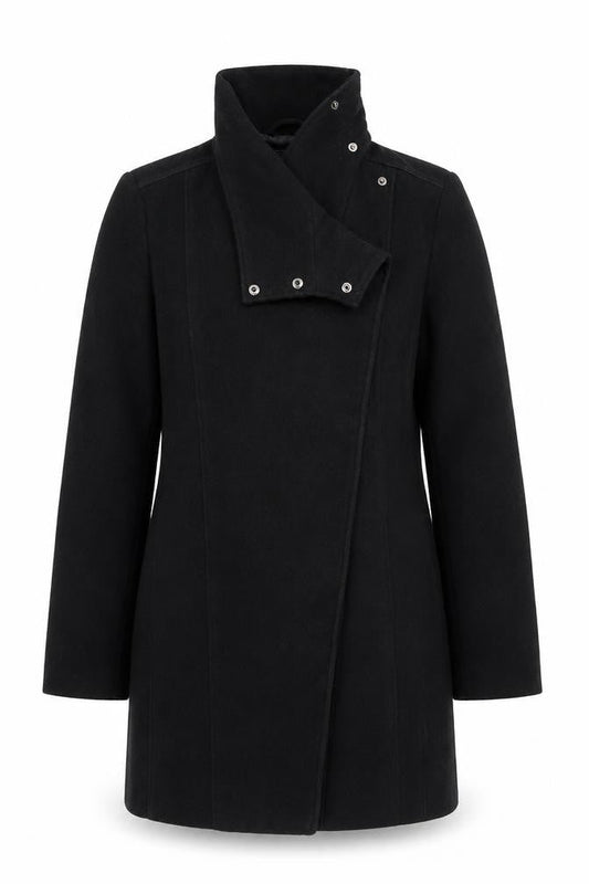 Womens UK Size 8 Mango Black Overcoat
