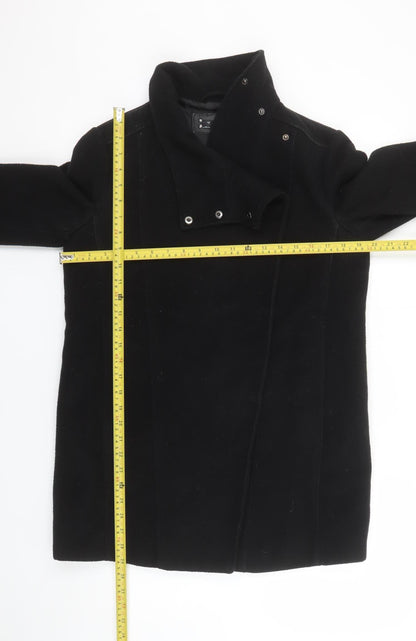 Womens UK Size 8 Mango Black Overcoat
