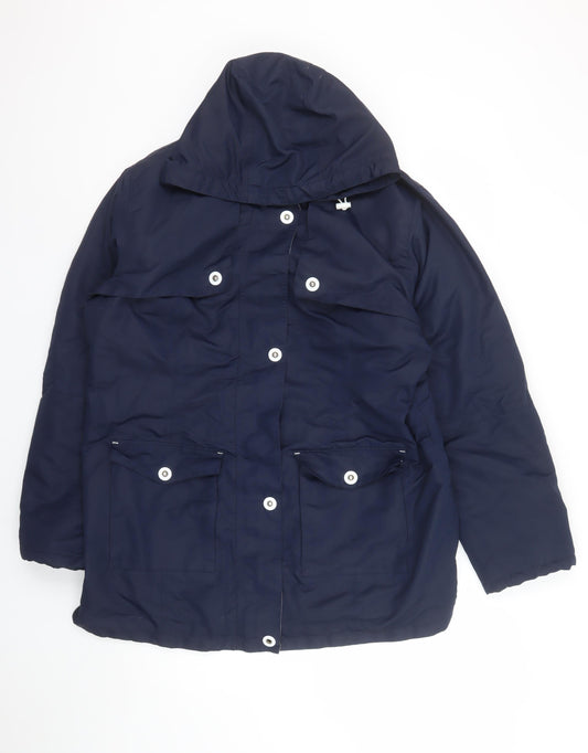 Cotton Traders Women's Navy Blue Hooded Parka Jacket Size 16