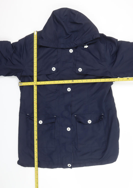 Cotton Traders Women's Navy Blue Hooded Parka Jacket Size 16