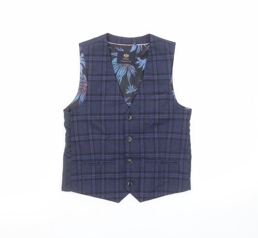 Next Boys Blue Check Waistcoat 8 Years Formal Suit Vest