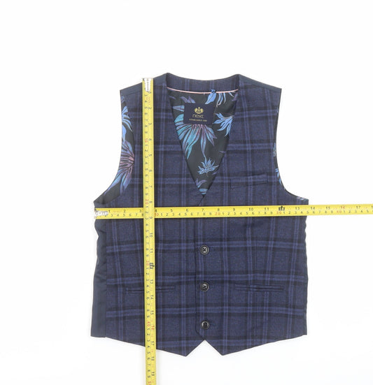 Next Boys Blue Check Waistcoat 8 Years Formal Suit Vest