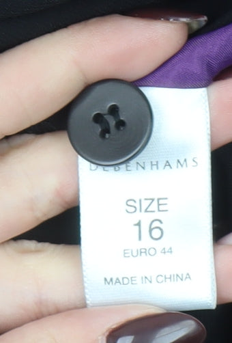 Debenhams Women’s Black Single-Breasted Blazer Size 16 Classic Work Jacket