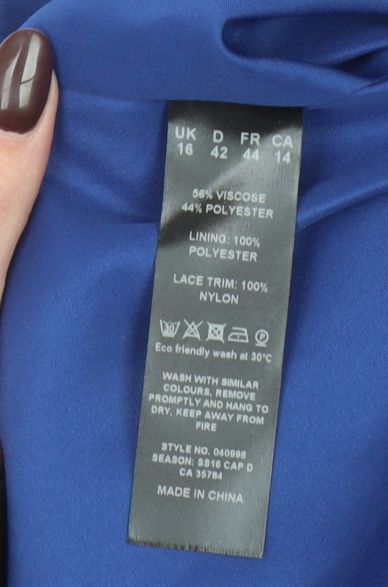 Eastex Women Blue Lace Trim Single-Breasted Suit Jacket UK 16