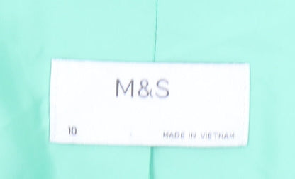 Marks and Spencer Womens Green Size 10 Regular Fit Single-Breasted Blazer